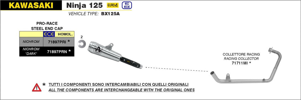 ARROW EXHAUST SYSTEM KAWASAKI NINJA 125 '19/20 - Z 125 '19/20 