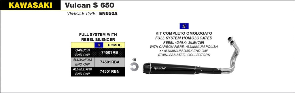 ARROW EXHAUST SYSTEM KAWASAKI VULCAN S 650 '14/16 