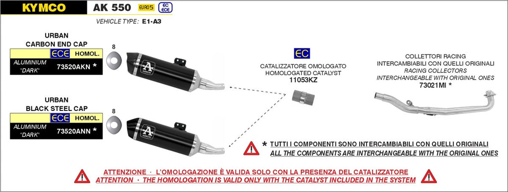 ARROW IMPIANTO SCARICO AK 550 '21