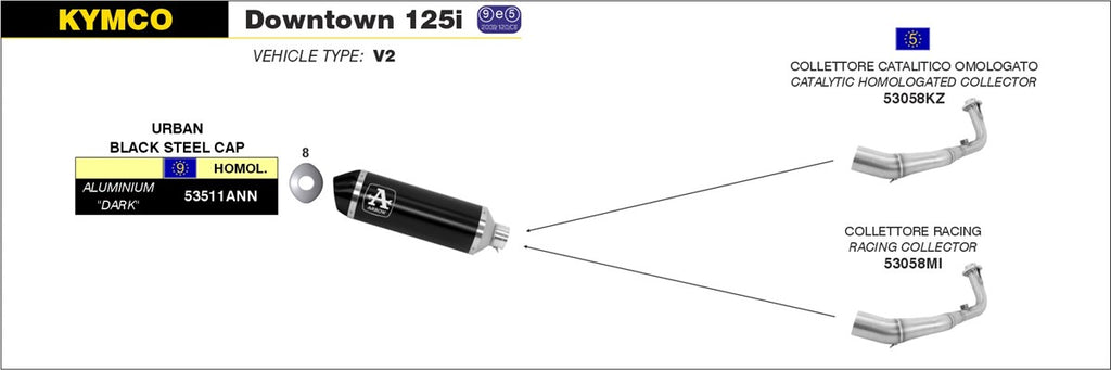 ARROW IMPIANTO SCARICO KYMCO DOWNTOWN 125i '09/16