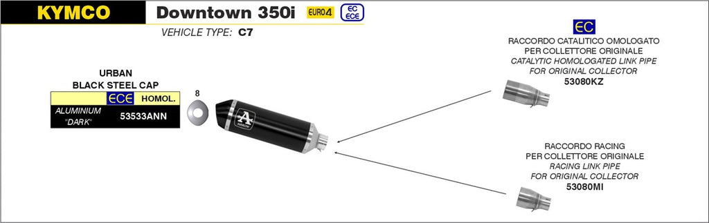 ARROW IMPIANTO SCARICO KYMCO 350i '16/17