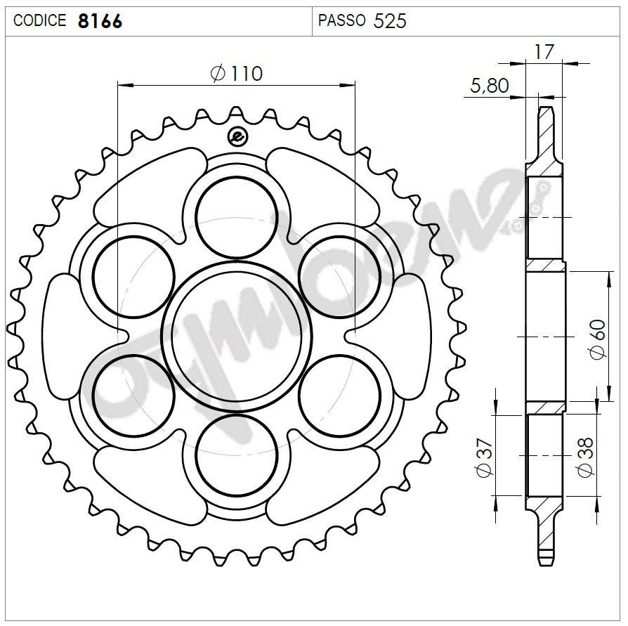 KIT TRASMISSIONE TROFEO DUCATI Cod. 256026000