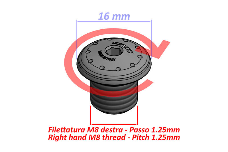 Tappo foro specchio M8 - Filettatura DX