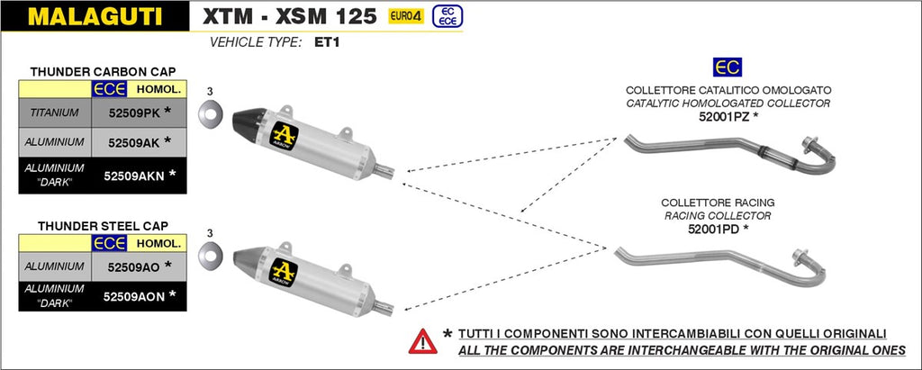 ARROW IMPIANTO SCARICO MALAGUTI XTM - XSM 125 '19/20