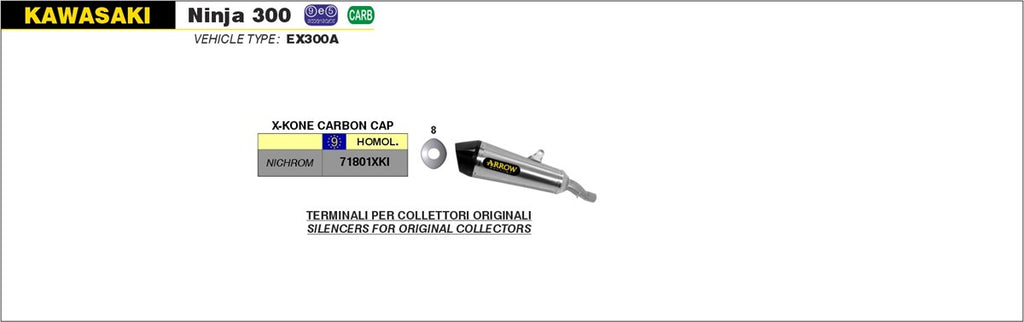 ARROW IMPIANTO SCARICO KAWASAKI NINJA 250 '13/16 - NINJA 300 '13/16 - Z 300 '15/16