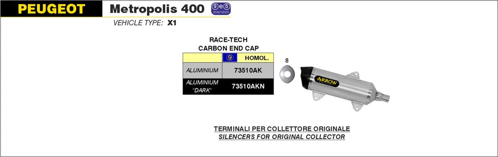 ARROW IMPIANTO SCARICO PEUGEUT  METROPOLIS 400 '13/16