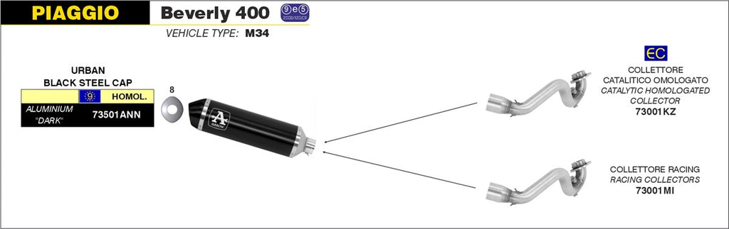 ARROW IMPIANTO SCARICO PIAGGIO BEVERLY 400 '06/10