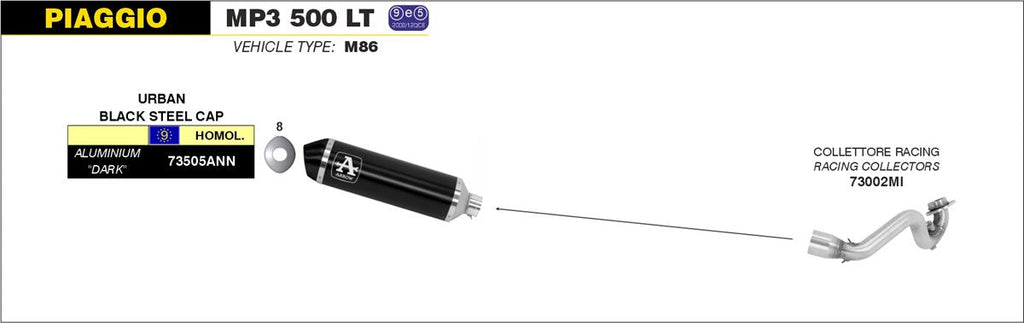 ARROW EXHAUST SYSTEM PIAGGIO MP3 500 LT '14/16 