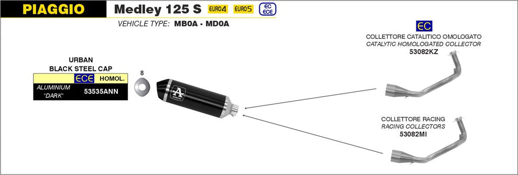 ARROW EXHAUST SYSTEM PIAGGIO MEDLEY 125 S '21/24 - MEDLEY 150 S '21/24 