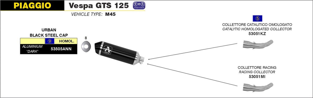 ARROW IMPIANTO SCARICO  PIAGGIO VESPA GTS 125 '08/16