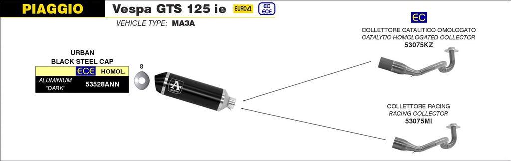 ARROW IMPIANTO SCARICO PIAGGIO VESPA GTS 125 ie '17/18