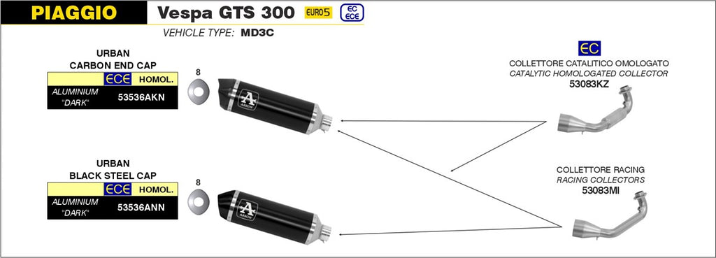 ARROW IMPIANTO SCARICO PIAGGIO VESPA GTS 300 '21/24