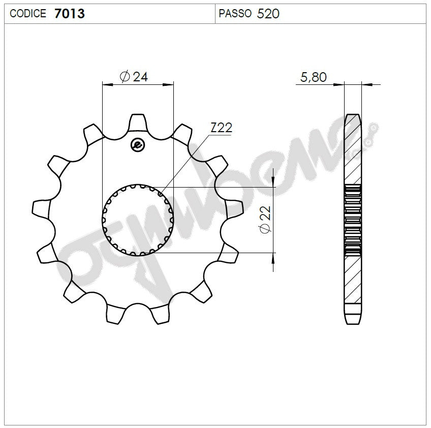 KIT TRASMISSIONE OGNIBENE APRILIA RS125 '06/11