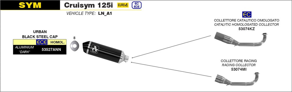 ARROW IMPIANTO SCARICO SYM CRUISYM 125I '18/20
