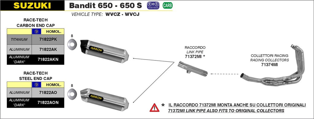 ARROW IMPIANTO SCARICO SUZUKI BANDIT 650 - 650 S '07/13 - GSX 650 F '07/15