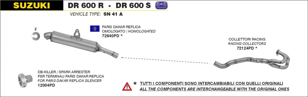 ARROW IMPIANTO SCARICO SUZUKI DR 600 R '85/87 - DR 600 S '85/90 