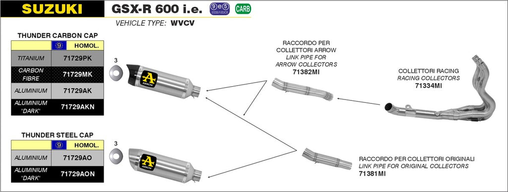 ARROW IMPIANTO SCARICO SUZUKI GSX-R 600 ie '08/10 