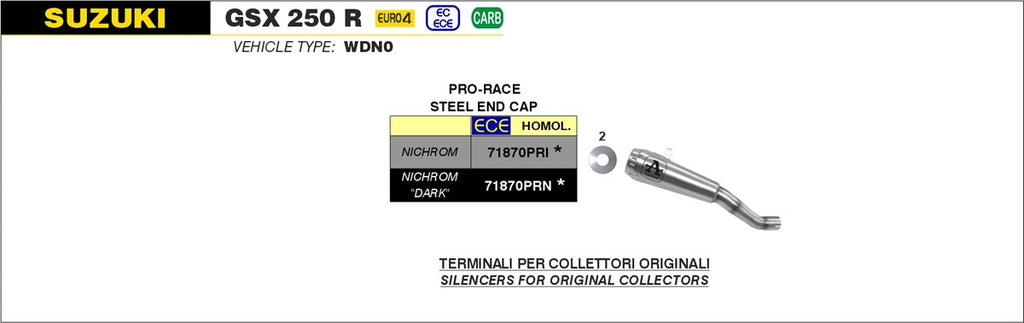 ARROW IMPIANTO SCARICO SUZUKI GSX 250 R 17/20 