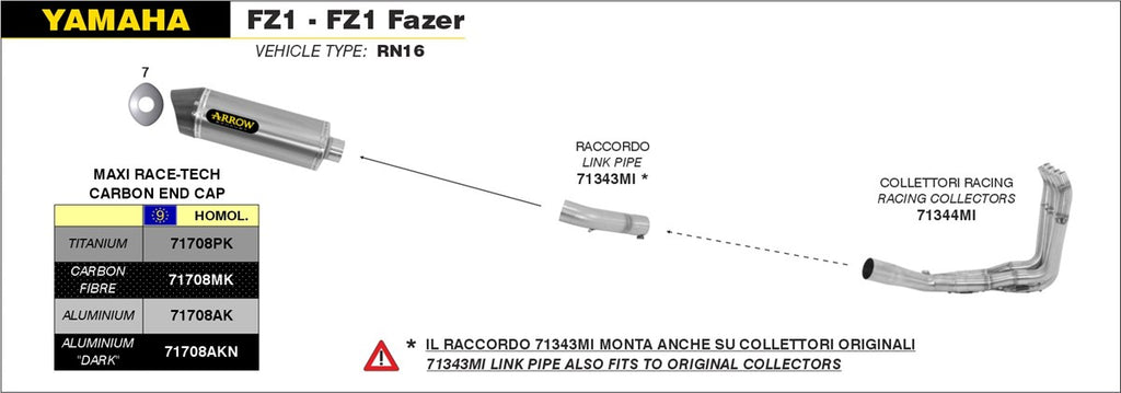 ARROW IMPIANTO SCARICO YAMAHA FZ1 - FZ1 FAZER '06/16