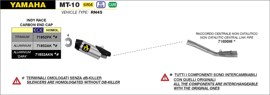 ARROW IMPIANTO SCARICO YAMAHA MT-10 '16/20