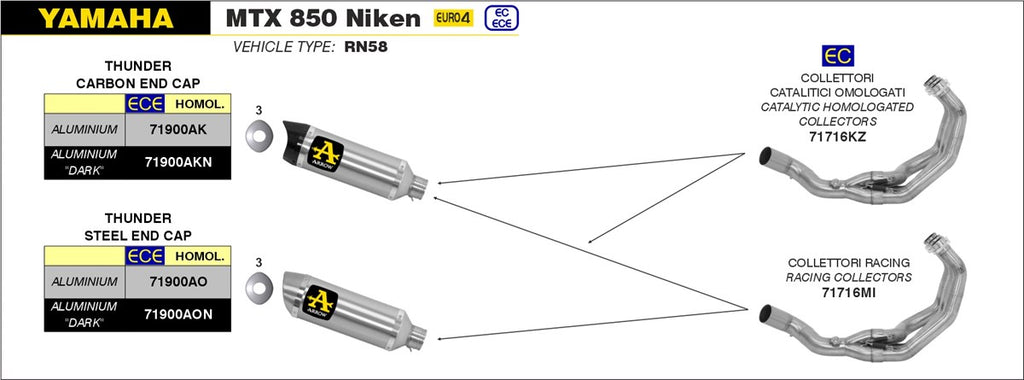 ARROW IMPIANTO SCARICO YAMAHA MTX 850 NIKEN '18/20