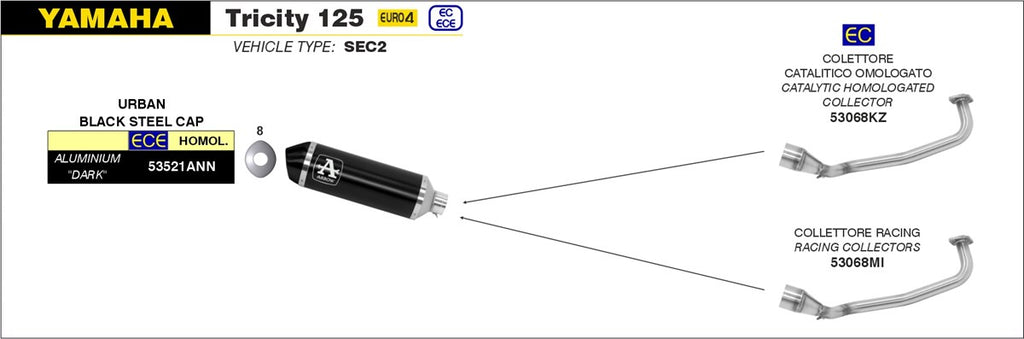 ARROW IMPIANTO SCARICO YAMAHA TRICITY 125' 17/20 
