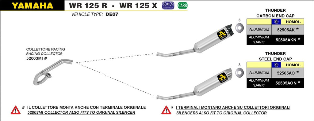 ARROW IMPIANTO SCARICO YAMAHA WR 125 R '09/12 - WR 125 X '09/16 