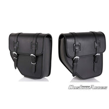 Carica l'immagine nel visualizzatore di Gallery, CUSTOM ACCES COPPIA DI BORSE LATERALI MOD. IBIZA NERO - COD. API001N - Presenta due chiusure con fibbia. Dimensioni (HxL):