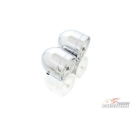 CUSTOM ACCES DOPPIO FARO ALOGENO COLORE INOX - COD. FD0001J - Omologato. Tensione: 12 V. Potenza nominale: 60/55W. Dimensioni