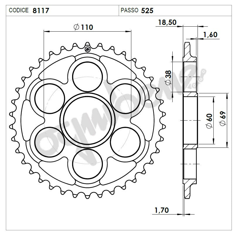 KIT TRASMISSIONE TROFEO DUCATI Cod. 2559281541