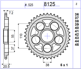 DUCATI TROPHY TRANSMISSION KIT Code 255691000 
