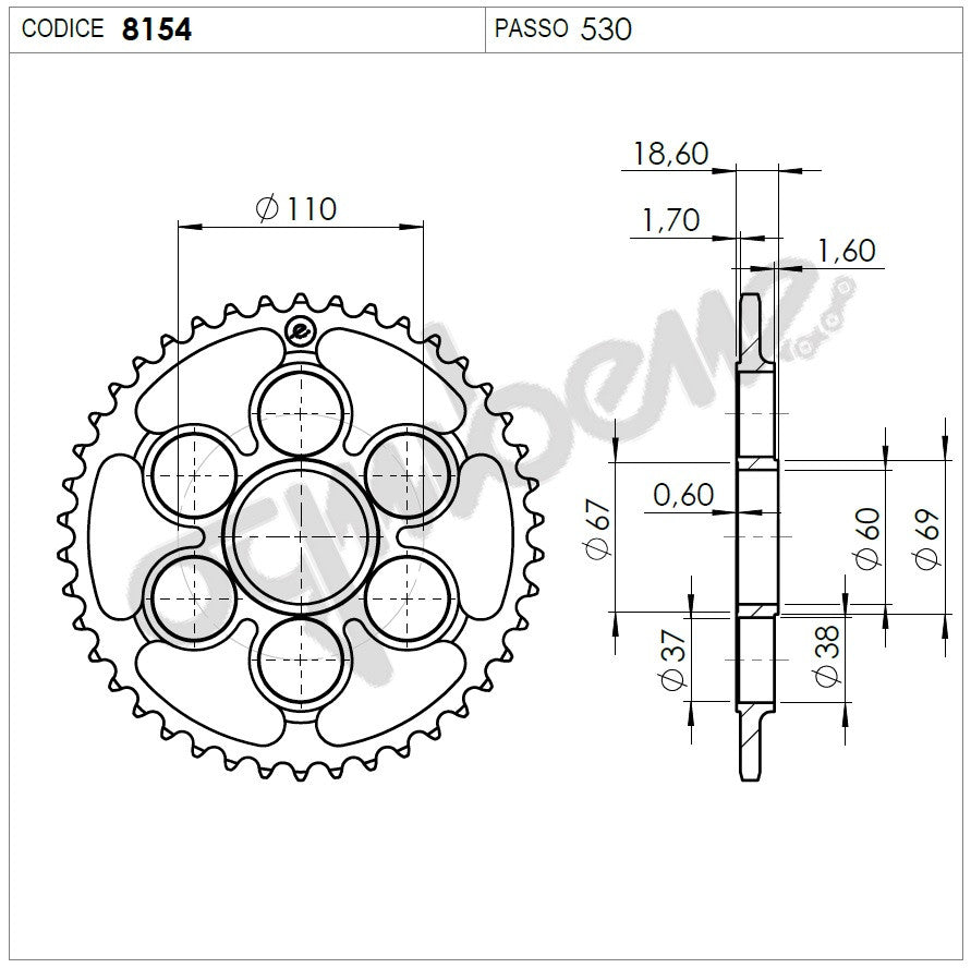 KIT TRASMISSIONE TROFEO DUCATI Cod. 2557401542