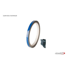 Carica l'immagine nel visualizzatore di Gallery, PUIG ADESIVI CERCHI BLU - Striscia con applicatore - Un kit utilizzabile 2 ruote - Dimensioni: 7x6 mm - Gomme 16-18 - COD. 4542A