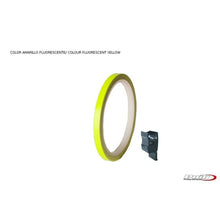Carica l'immagine nel visualizzatore di Gallery, PUIG ADESIVI CERCHI GIALLO - Striscia con applicatore - Un kit utilizzabile 2 ruote - Dimensioni: 7x6 mm - Gomme 16-18 - COD.