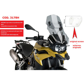PUIG CUPOLINO REGOLABILE PER BMW F800 GS 24-25 FUME CHIARO-3178H