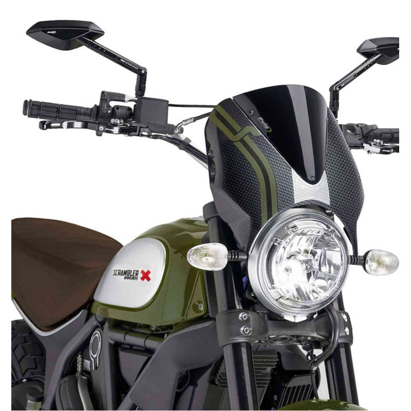 PUIG CUPOLINO RETRO DUCATI SCRAMBLER ICON 17-18 NERO-CARBON