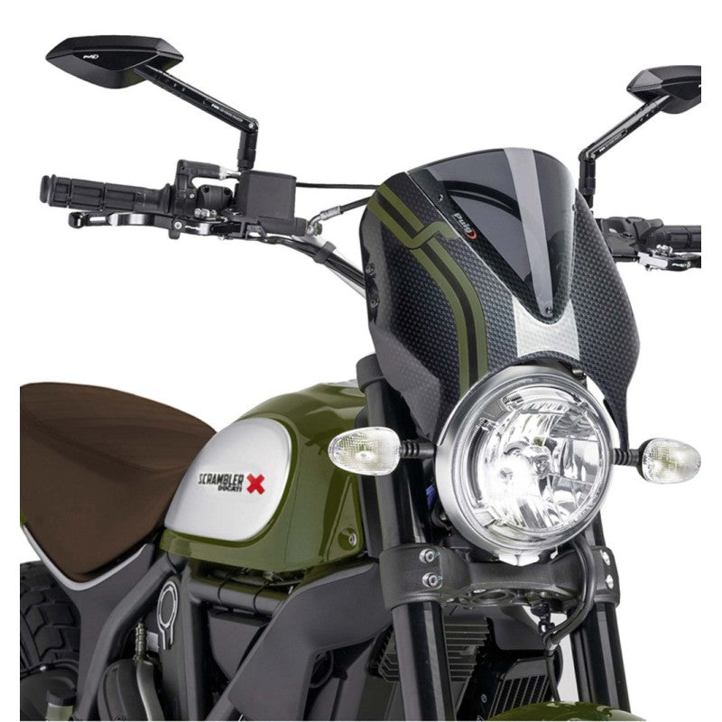 PUIG CUPOLINO RETRO PER DUCATI SCRAMBLER DESERT SLED 17-18 FUME SCURO-CARBON