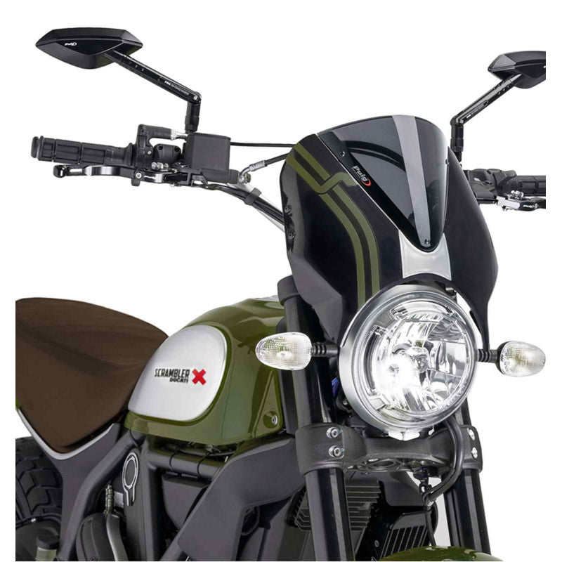 PUIG CUPOLINO RETRO PER DUCATI SCRAMBLER ICON 19-20 FUME SCURO-NERO