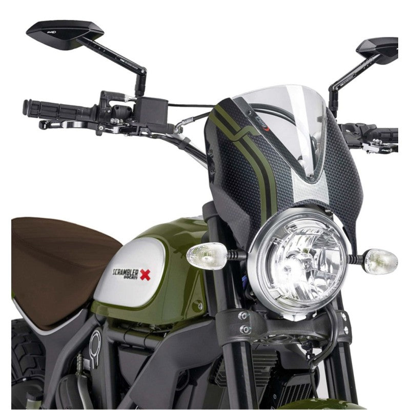PUIG CUPOLINO RETRO PER DUCATI SCRAMBLER ICON DARK 2020 TRASPARENTE-CARBON