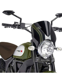PUIG CUPOLINO RETRO PER DUCATI SCRAMBLER ICON DARK 23-25 NERO-NERO