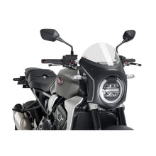 Carica l'immagine nel visualizzatore di Gallery, PUIG CUPOLINO SEMICARENATO PER HONDA CB650R NEO SPORTS CAFE 21-23 TRASPARENTE-NERO