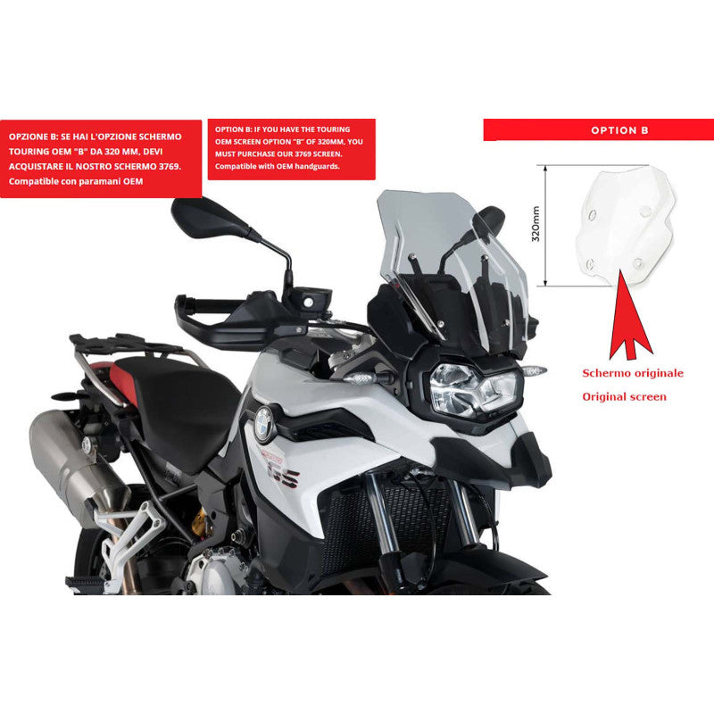 PUIG CUPOLINO TOURING PER BMW F850 GS 18-23 FUME CHIARO-CUP. TOURING OEM